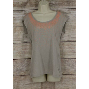 Old Navy Womens Size Small Raglan Short Sleeve Top Blouse Shirt Gray Neon Orange